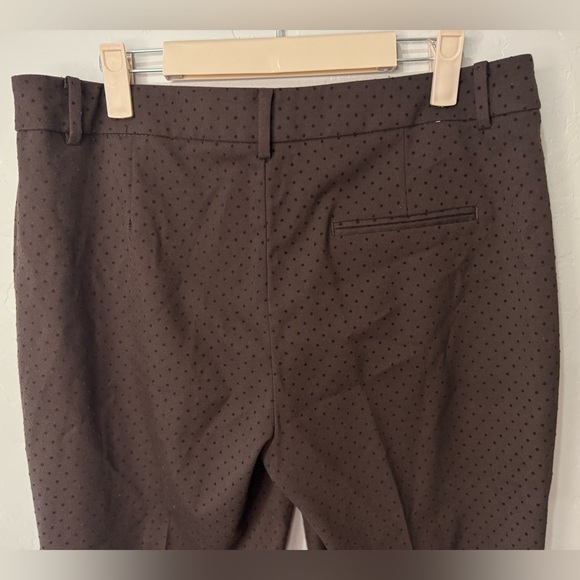 Zara Dress Pants Straight Tapered Leg Swiss Dot Brown Textured Trouser SZ 10 - Picture 7 of 16